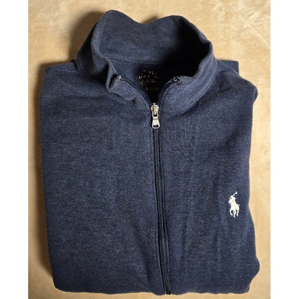 Polo Ralph Lauren Performance Mens Large Navy Blue Full Zip Mock Neck Jacket